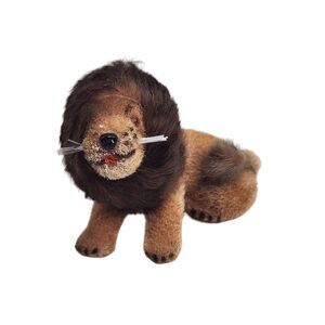 Vintage Wagner Kunstlerschutz Flocked Lion Figure Handwork West Germany